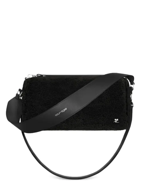 Courrèges medium Three Sixty curly-wool shoulder bag Black 326GSA236AG0045