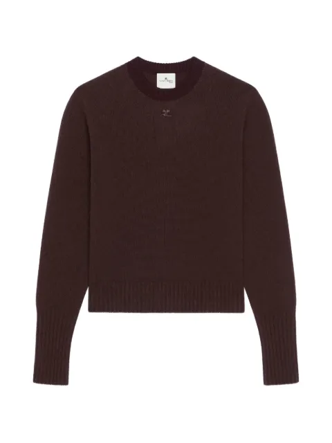 Courrèges logo-patch crew-neck sweater Brown 326MPU287FI0062