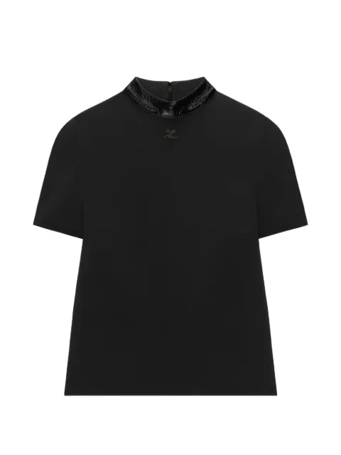 Courrèges vinyl-trimmed high-neck T-shirt Black 326CTO548PL0159