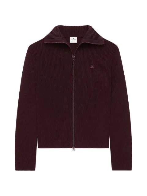 Courrèges ribbed-knit zip-up sweater Red 326MGI055FI0085
