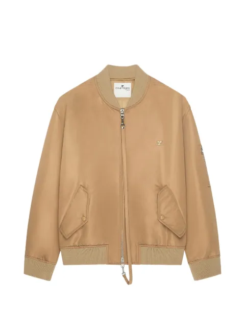 Courrèges logo-embroidered bomber jacket Neutrals 326CBL362NY0020