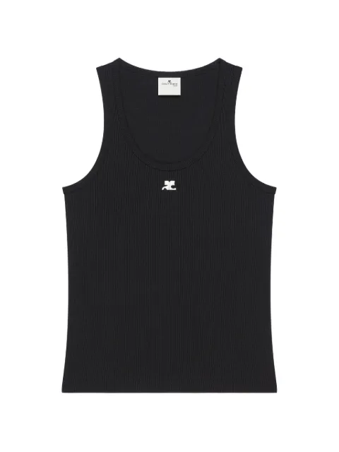 Courrèges logo-patch tank top Black 326JDE167JS0194
