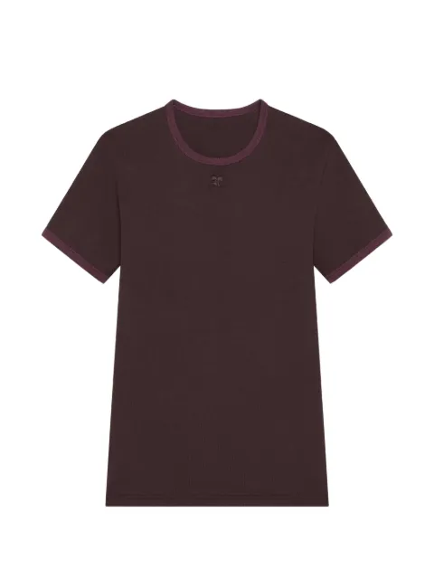 Courrèges Signature contrast-trim logo-patch T-shirt Red 125JTS020JS0203