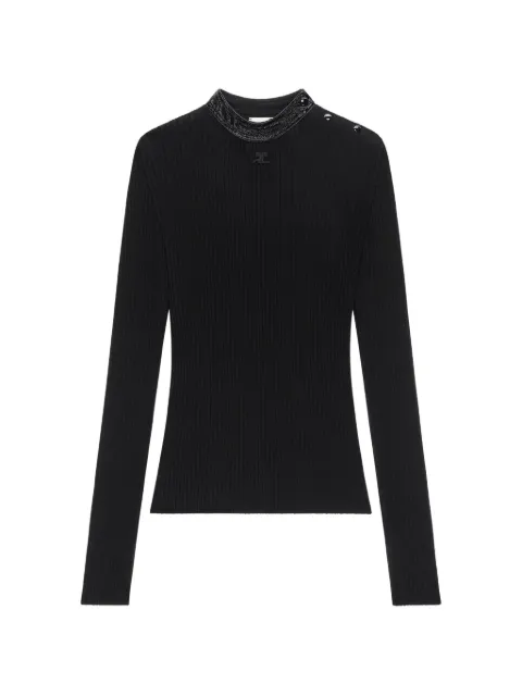 Courrèges vinyl-collar ribbed T-shirt Black 326MPU285FI0001
