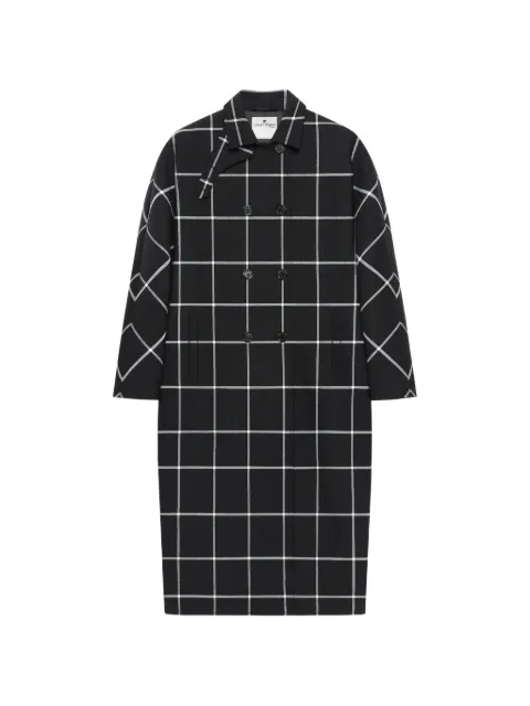 Courrèges checked double-breasted coat Black 326CMA299PL0287