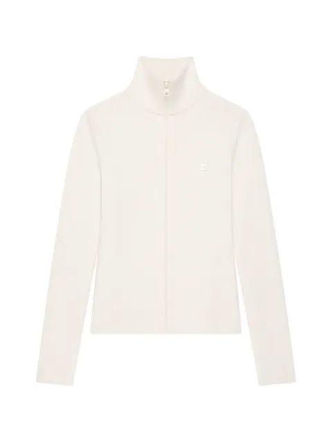 Courrèges logo embroidered zipped cardigan Neutrals 326MGI051FI00850001