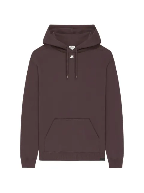 Courrèges AC logo-patch drawstring hoodie Red 326JHO060JS0266