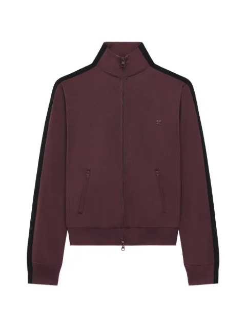 Courrèges logo-embroidered side-stripe sweatshirt Red 326JVE174JS0002