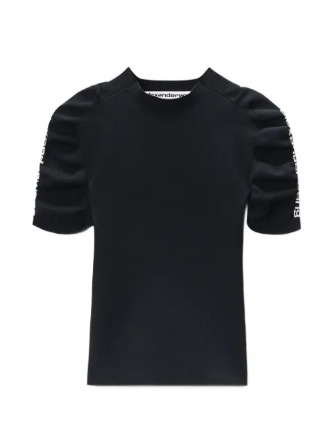 Alexander Wang ruched logo-tape T-shirt Black 1KC3261046