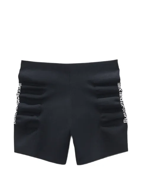 Alexander Wang ruched logo-print shorts Black 1KC3264029