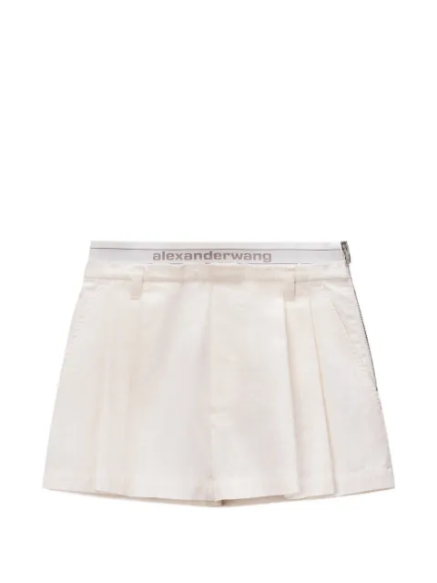 Alexander Wang logo-waistband pleated mini shorts Neutrals 1WC3264042