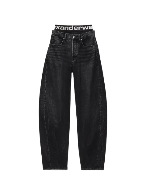 Alexander Wang logo-waistband loose-fit jeans Grey 4DC3264301