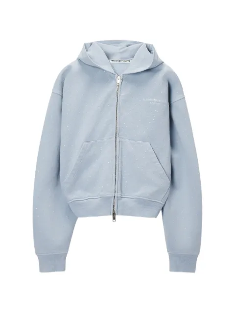 Alexander Wang crystal-embellished zip-up hoodie Blue 1CC3262768
