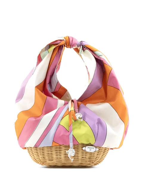 PUCCI Picnic Iride-print woven bucket bag Pink 6HBC306H751