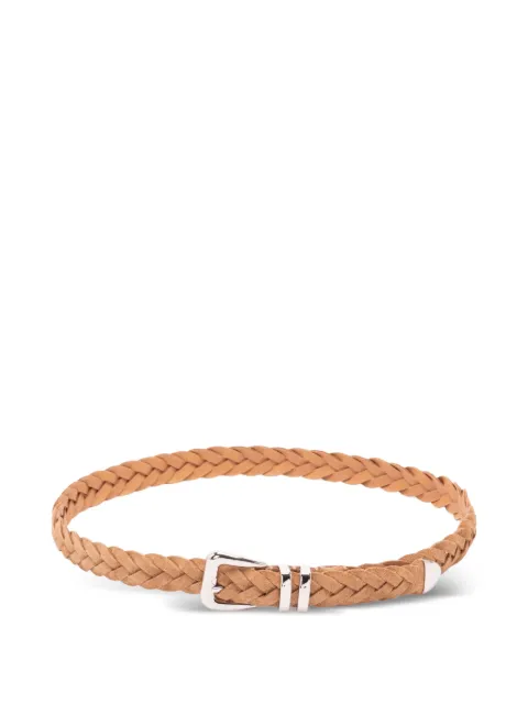 Brunello Cucinelli reversed calfskin braided belt with tip Brown MAURP253C7962