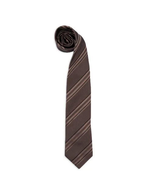 Brunello Cucinelli textured striped silk tie Brown MY8600018C3991