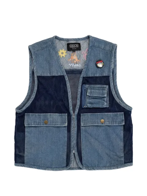 Pas de Mer Postcard mesh-panelled gilet Blue PDMSS2628