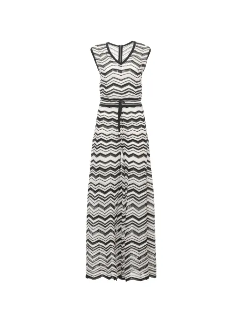 D.Exterior chevron-knit wide-leg jumpsuit Black 624682NERO
