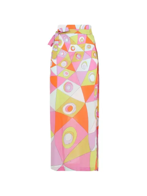 PUCCI geometric-print wrap maxi skirt Pink 6HPD516H724