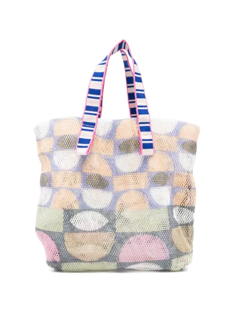 Épice small Kanpur geometric-print mesh tote bag Green KANPURS