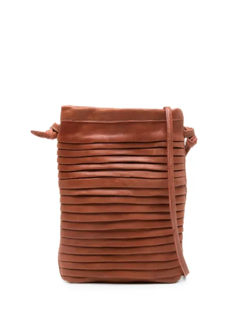SOMMET Paloma Rows pleated leather shoulder bag Brown PALOMAROWS