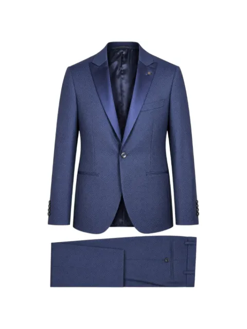 LUIGI BIANCHI MANTOVA diamond-patterned peak-lapel suit Blue 3464TESS3639188