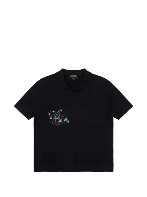 Pas de Mer Caterpillar embroidered cotton polo shirt Black PDMSS2602