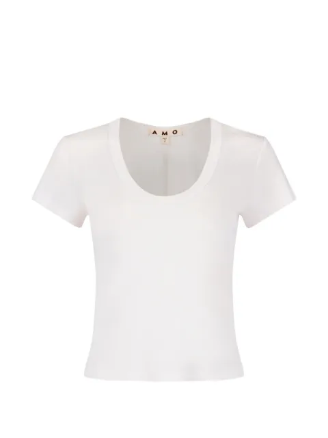 AMO Rumi scoop-neck cotton T-shirt White KT11R1274