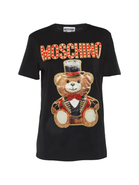Moschino Pre-Owned Glitter Teddy Bear T-shirt Black 1178407
