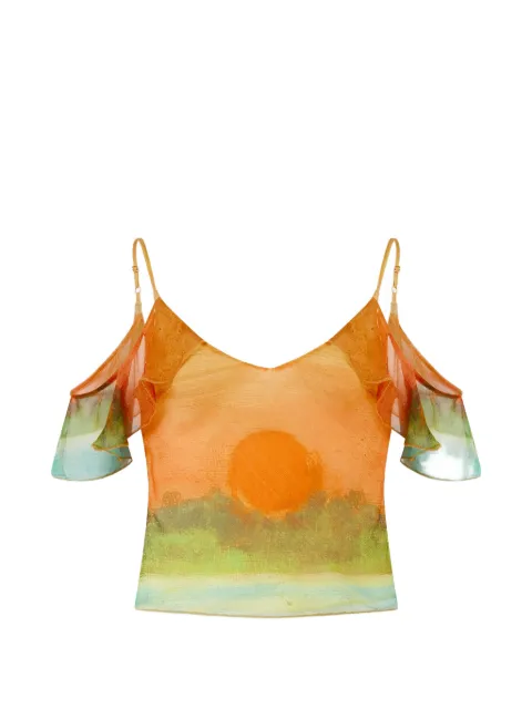 Donde Esteban Formentera silk top Orange HS26TOP112