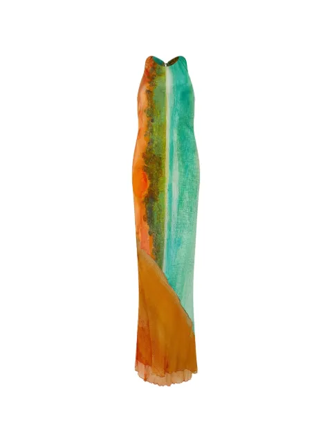 Donde Esteban Formentera landscape-print maxi dress Orange HS26DRE109