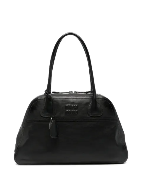 Miu Miu Bauletto logo-embossed leather shoulder bag Black 5BB1962IERF0002