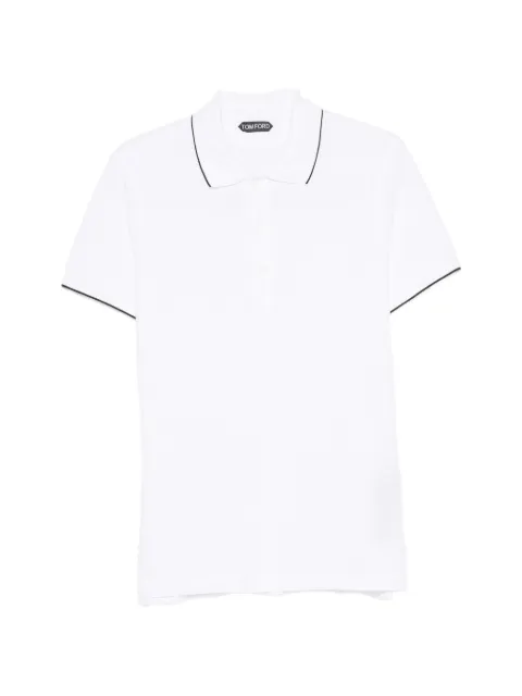 TOM FORD tipping-detail short-sleeve polo shirt White JPS019JMT015