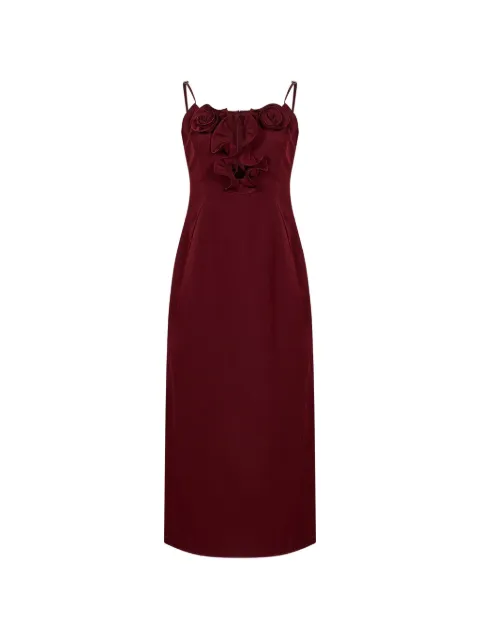 Magda Butrym ruffled floral-appliqué midi dress Red 653726