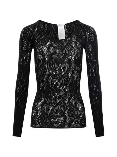 Wolford lace semi-sheer long-sleeve blouse Black 53411127005