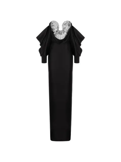Cristina Savulescu The Warrior sequin-embellished draped gown Black SSCS25DRS14
