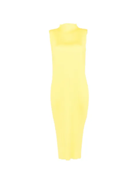 Pleats Please Issey Miyake pleated sleeveless midi dress Yellow PP66JH146