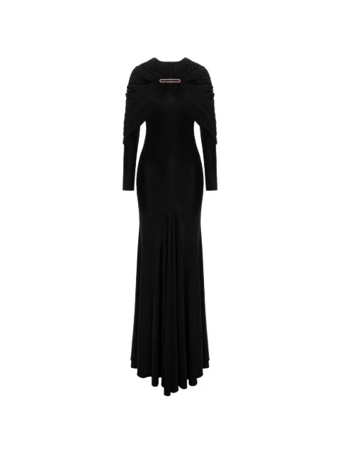 V:PM ATELIER Anais pleated-cape maxi dress Black AASVPM