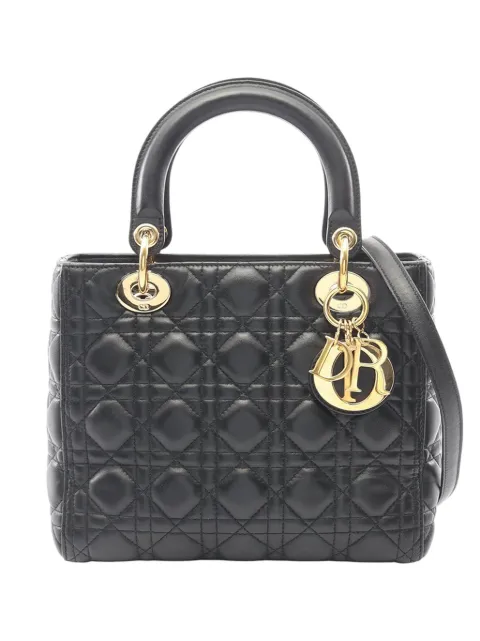 Christian Dior Pre-Owned 2010-2026 Medium Lambskin Cannage Lady Dior satchel Black POL7OM10GMXMPQ31