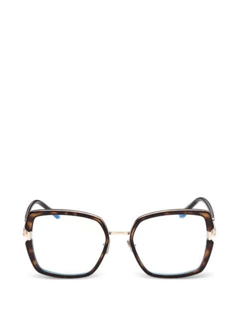 TOM FORD Eyewear tortoiseshell-effect square-frame glasses Brown FT5985B