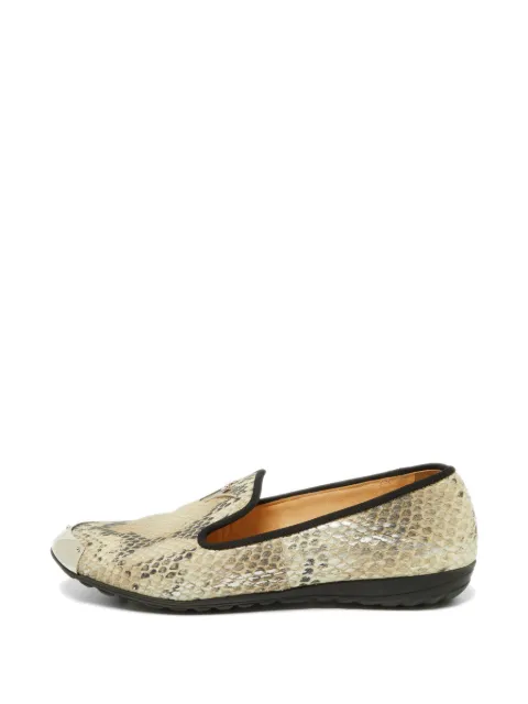 Giuseppe Zanotti Vintage Python-embossed leather slippers Neutrals 868769