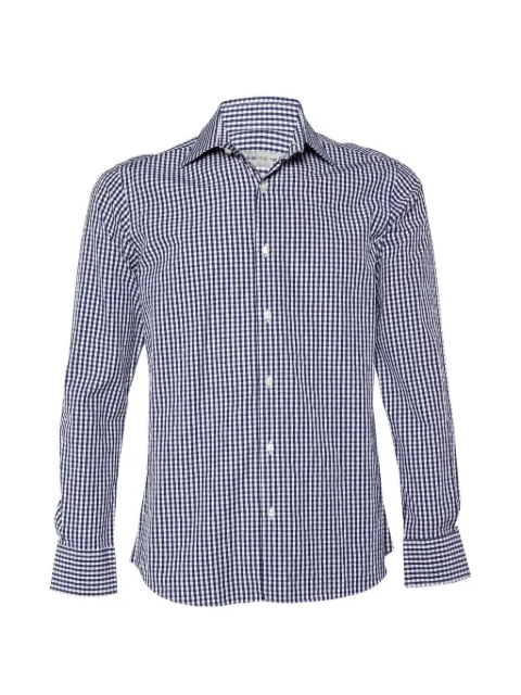 Etro Pre-Owned checked-pattern cotton shirt Blue 746337