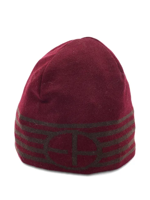 Emporio Armani Pre-Owned striped beanie hat Red 755208