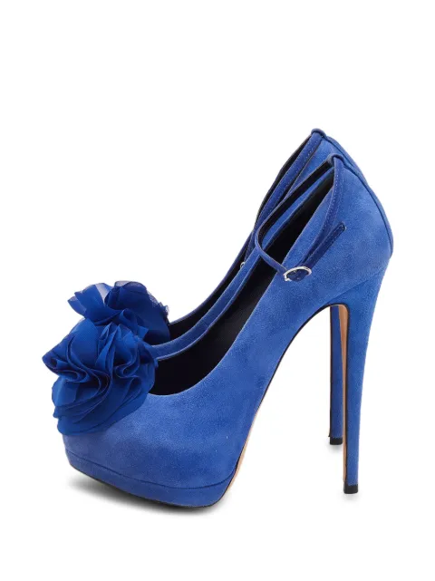 Giuseppe Zanotti Vintage flower-appliqué platform pumps Blue 735008