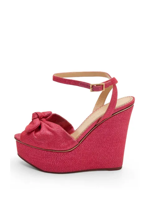 Charlotte Olympia glitter bow-detail wedge sandals Pink 735536