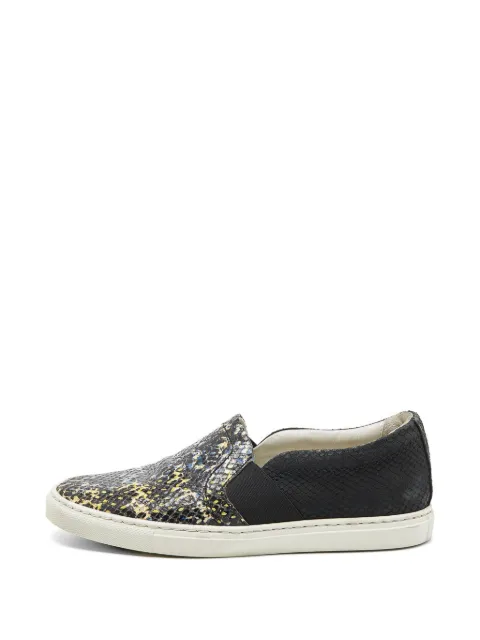 Lanvin Pre-Owned python-embossed slip-on sneakers Black 839177