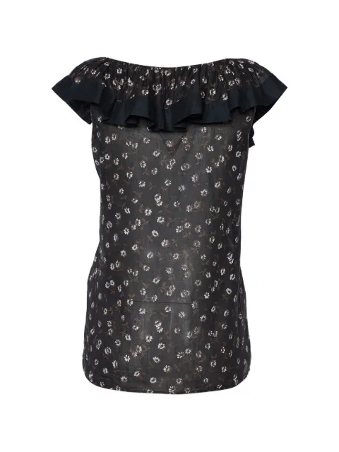 Red Valentino Vintage floral-print ruffled top Black 734154