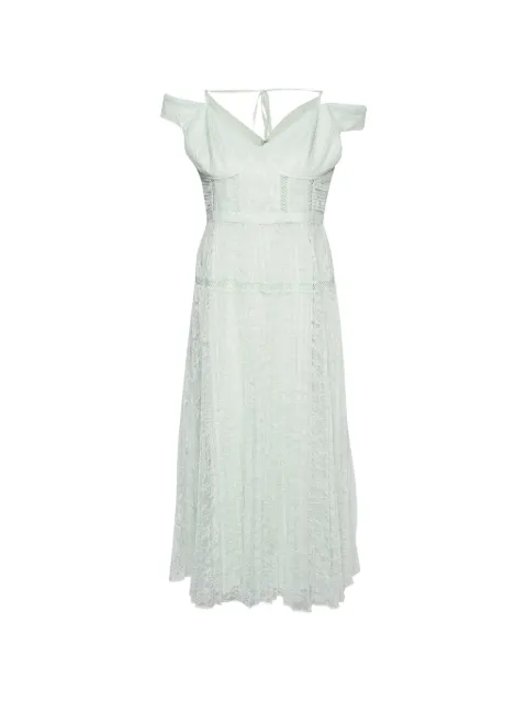 Self-Portrait lace off-shoulder midi dress Green 901718