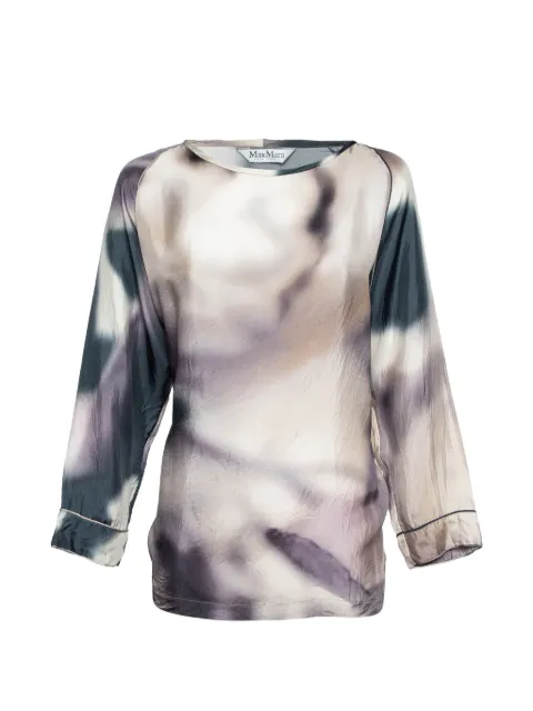 Max Mara watercolor-print silk blouse Purple 979591