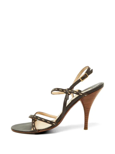 Fendi Pre-Owned strappy contrast-stitch sandals Brown 932802